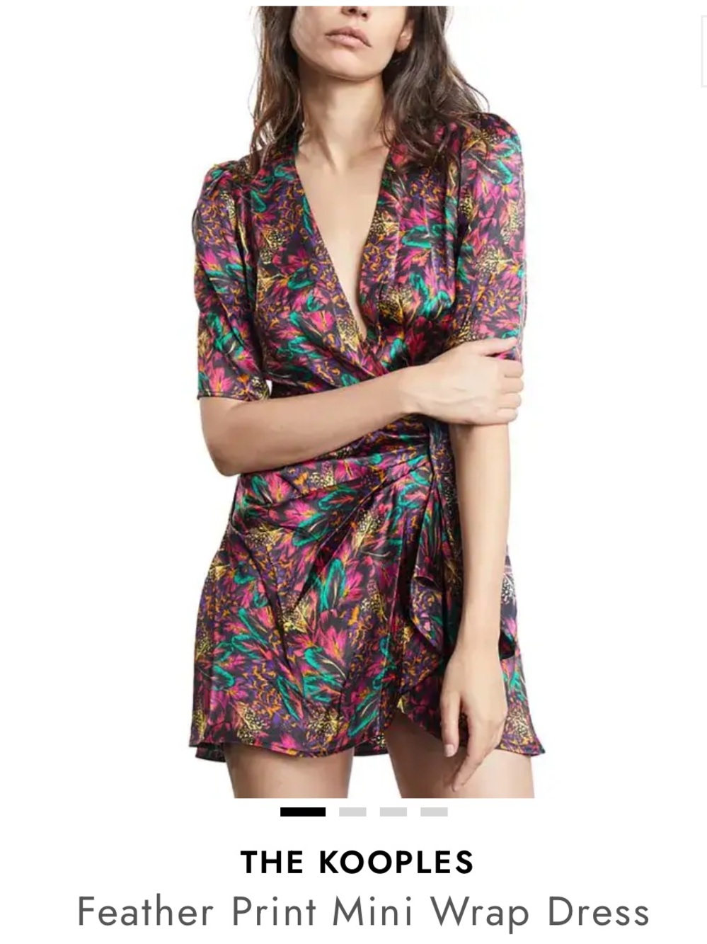The Kooples Feather Print Mini Wrap Dress - Multicolor (EU 2 / M)